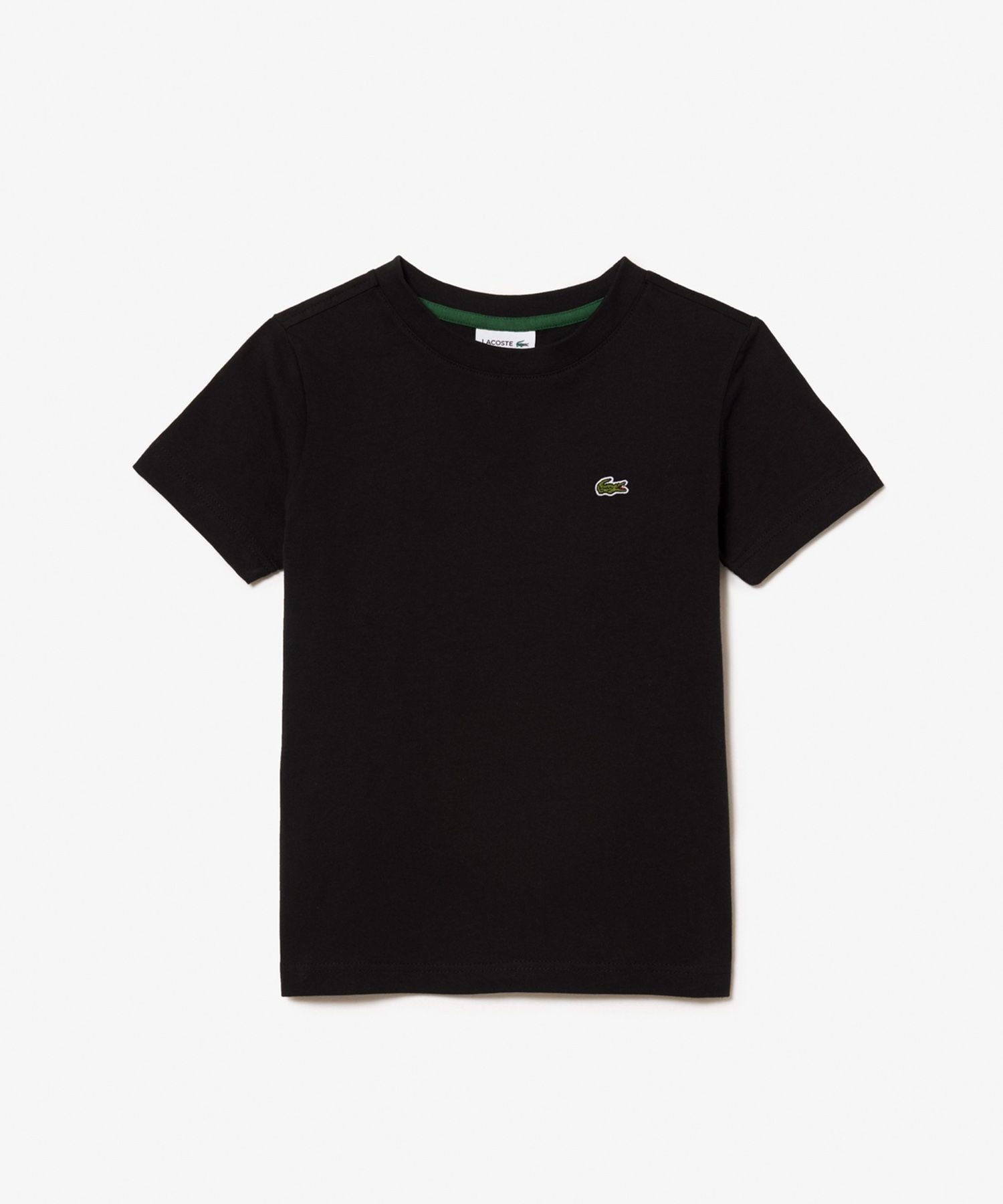 Детская базовая футболка с коротким рукавом и нашивкой в виде крокодила LACOSTE, Black