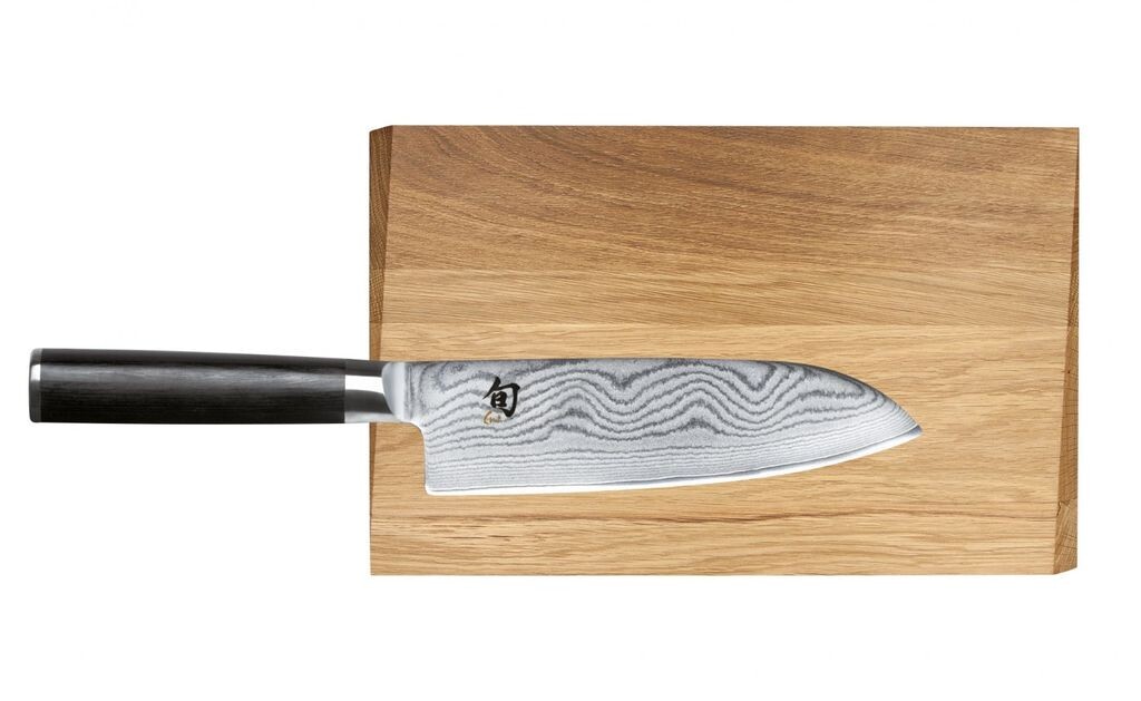 

Поварской нож KAI SHUN CLASSIC Нож Santoku + разделочная доска дубовая доска DM set-W16