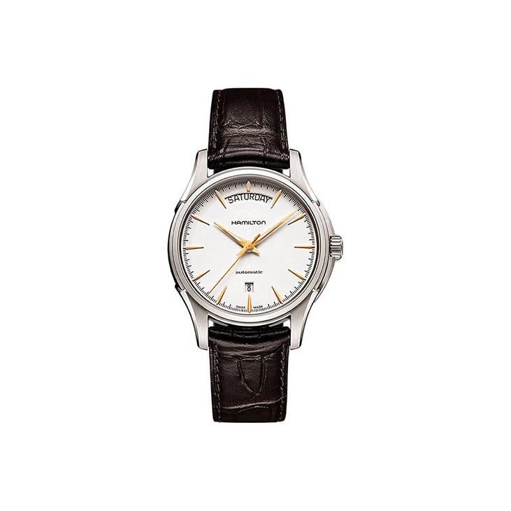 

Hamilton Часы Jazzmaster Day Date Auto H32505511, White Dial Dark Brown Strap