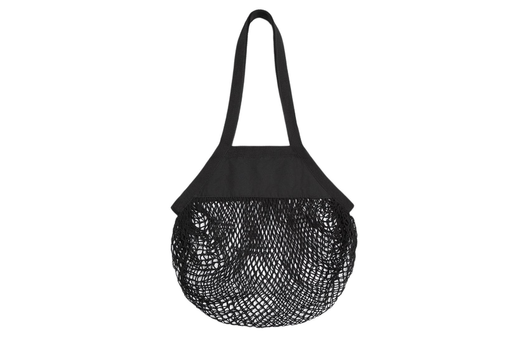

ZARA Хлопковая сетчатая сумка через плечо мужская черная, Black