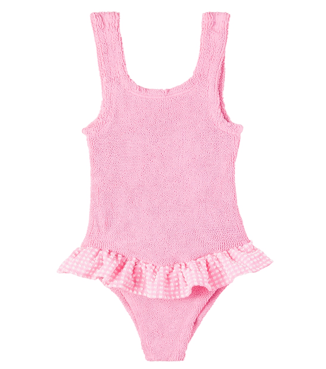 

Купальник Denise с оборками в клетку Hunza G Kids, Milkshake/Pink