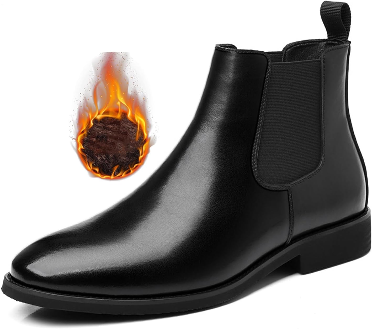 

Мужские кожаные ботинки-челси на массивном каблуке, без застежки, деловые, ретро с круглым носком, с мягкой подкладкой, теплыe, нескользящие, деловые и свадебные ботинки Nelsbrex, черный