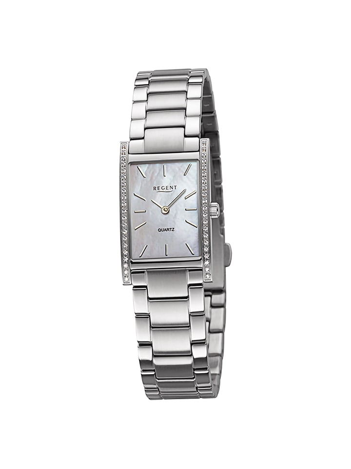 

Небольшие серебряные аналоговые наручные часы (примерно 20 x 32,5 мм) с металлическим браслетом Regent