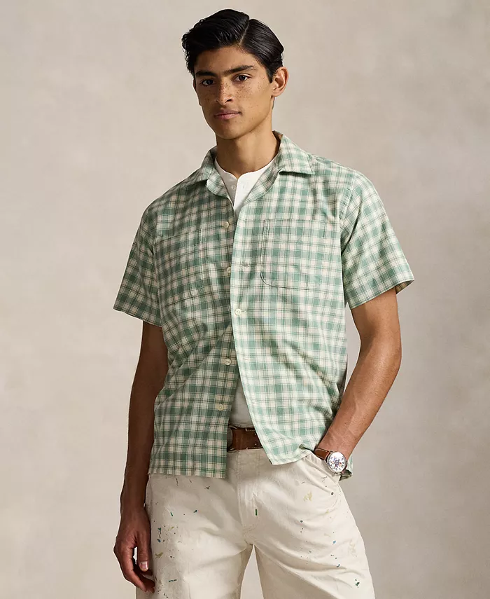 

Мужская классическая оксфордская рубашка Camp Workshirt в клетку Polo Ralph Lauren, белый
