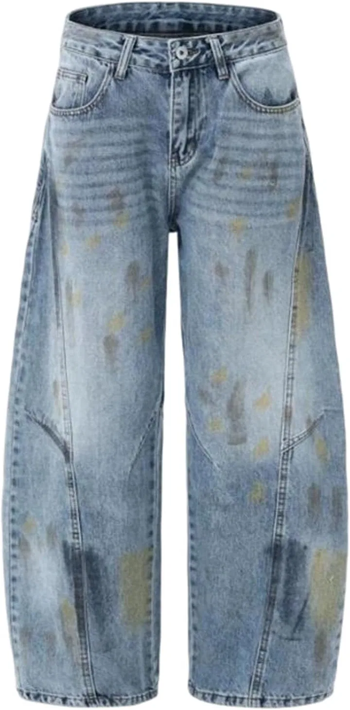 Джинсы прямые свободные Men's Ink Splash, Blue