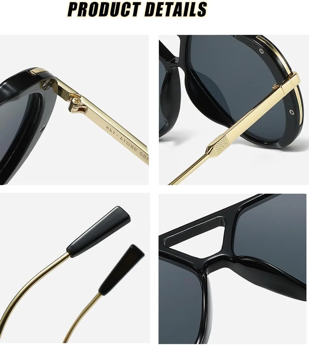 

Винтажные солнцезащитные очки-авиаторы Panther, двухлучевая конструкция, золотистая металлическая оправа, градиентные линзы, модный ретро-стиль W-Mdsks, A