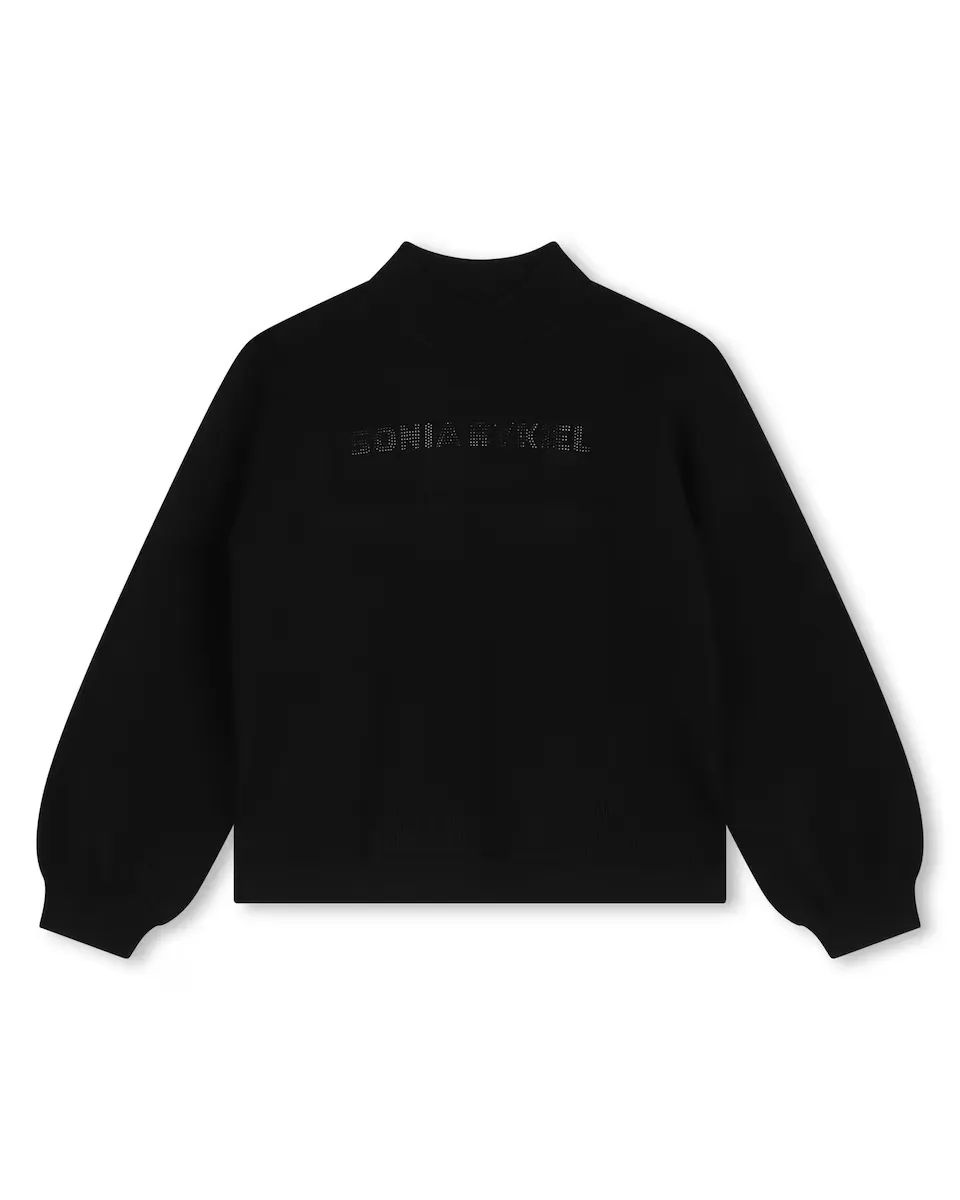 

Свитер для девочки с высоким воротником и рукавами-фонариками Sonia Rykiel, черный