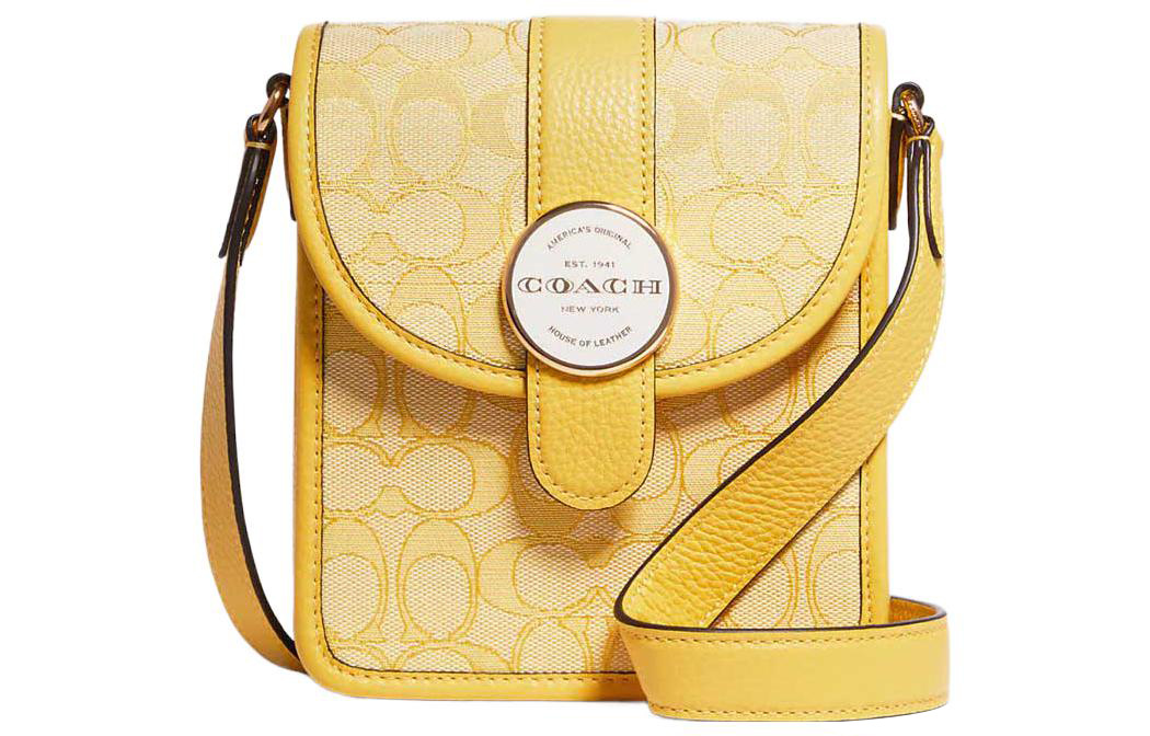 

COACH Кожаная наплечная сумка через плечо мини женская желтая