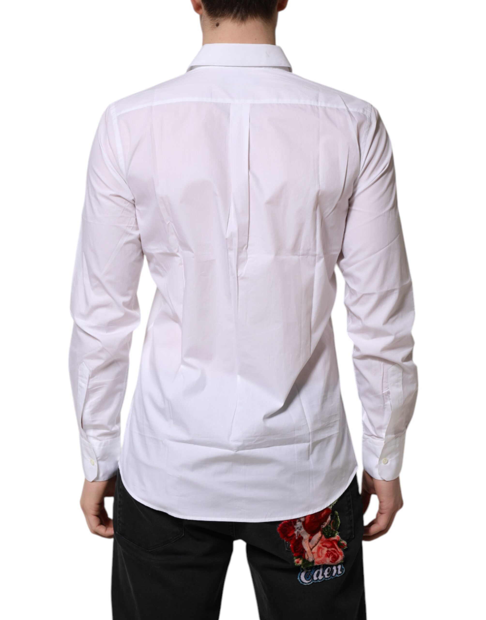 Белая хлопковая рубашка с длинными рукавами Dolce & Gabbana, White — фото 2