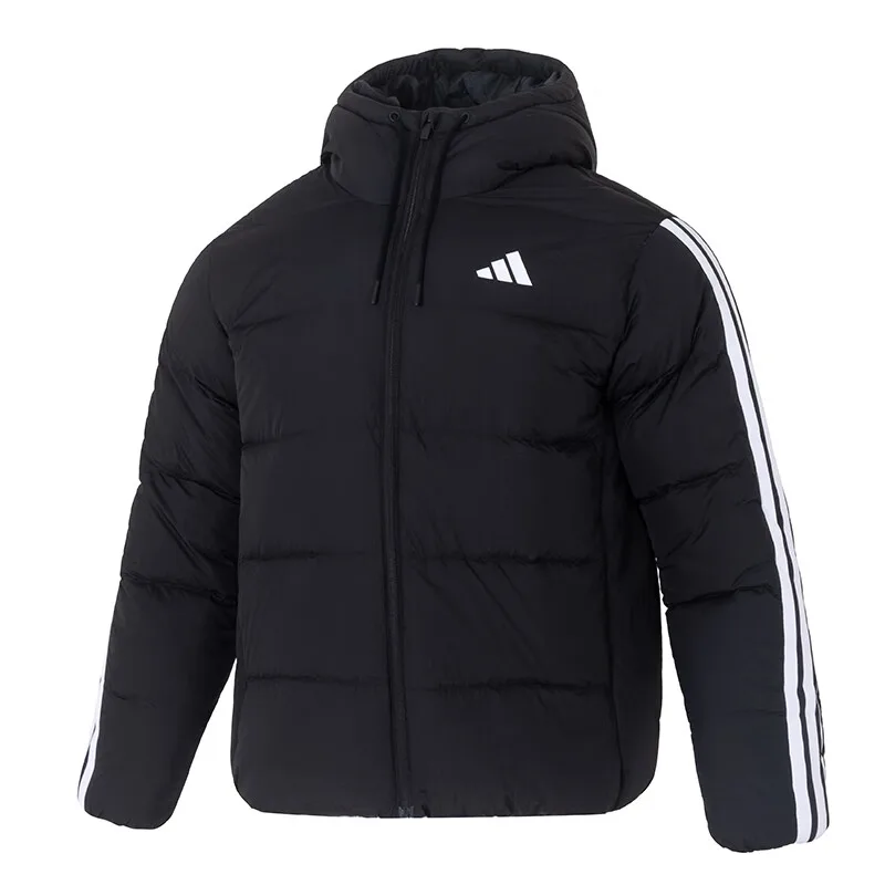 Adidas Куртка пуховая мужская ESSENTIALS 3 Stripes черная — фото 4