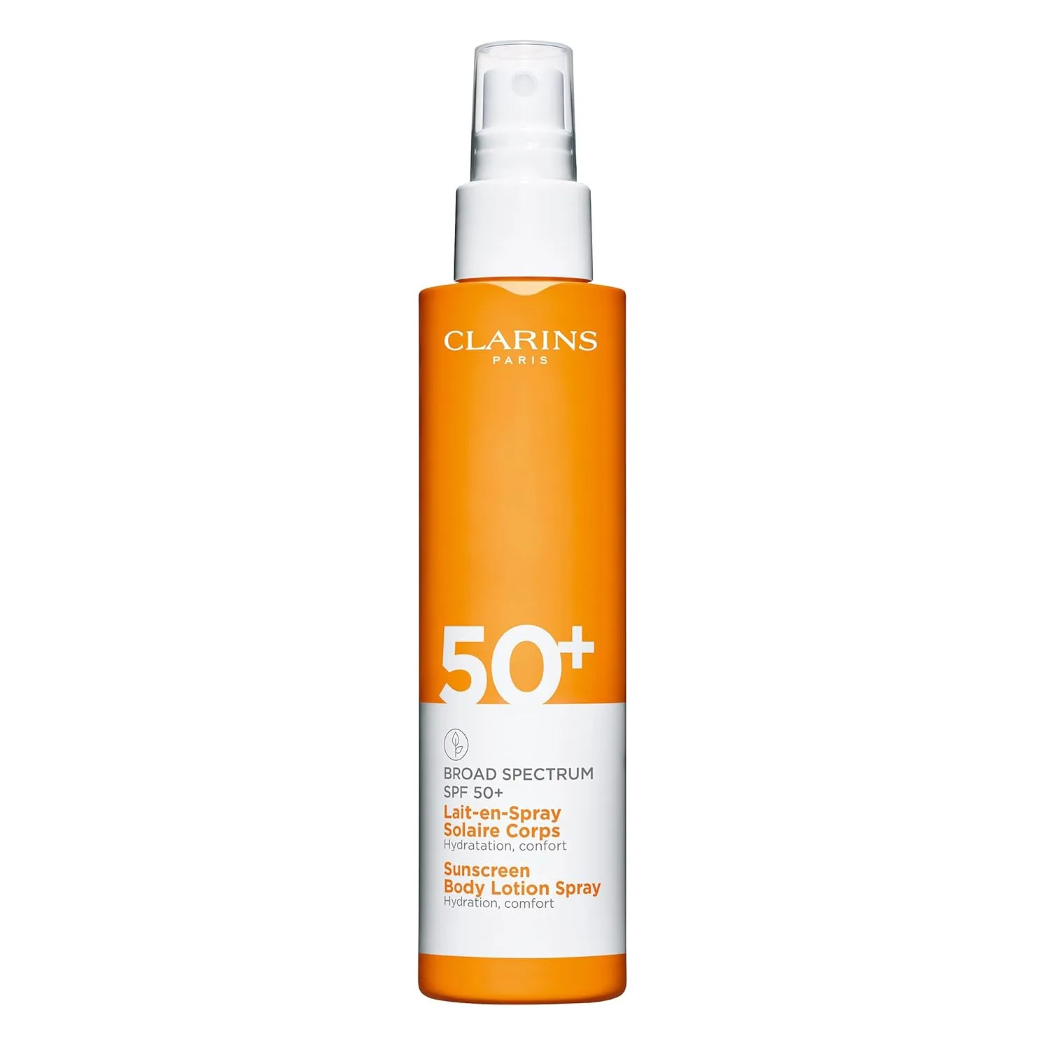 Clarins солнцезащитный лосьон-спрей для тела широкого спектра SPF 50+, защита от UVA/UVB, легкий, без белых следов, с антиоксидантами, для всех типов кожи, 150 мл