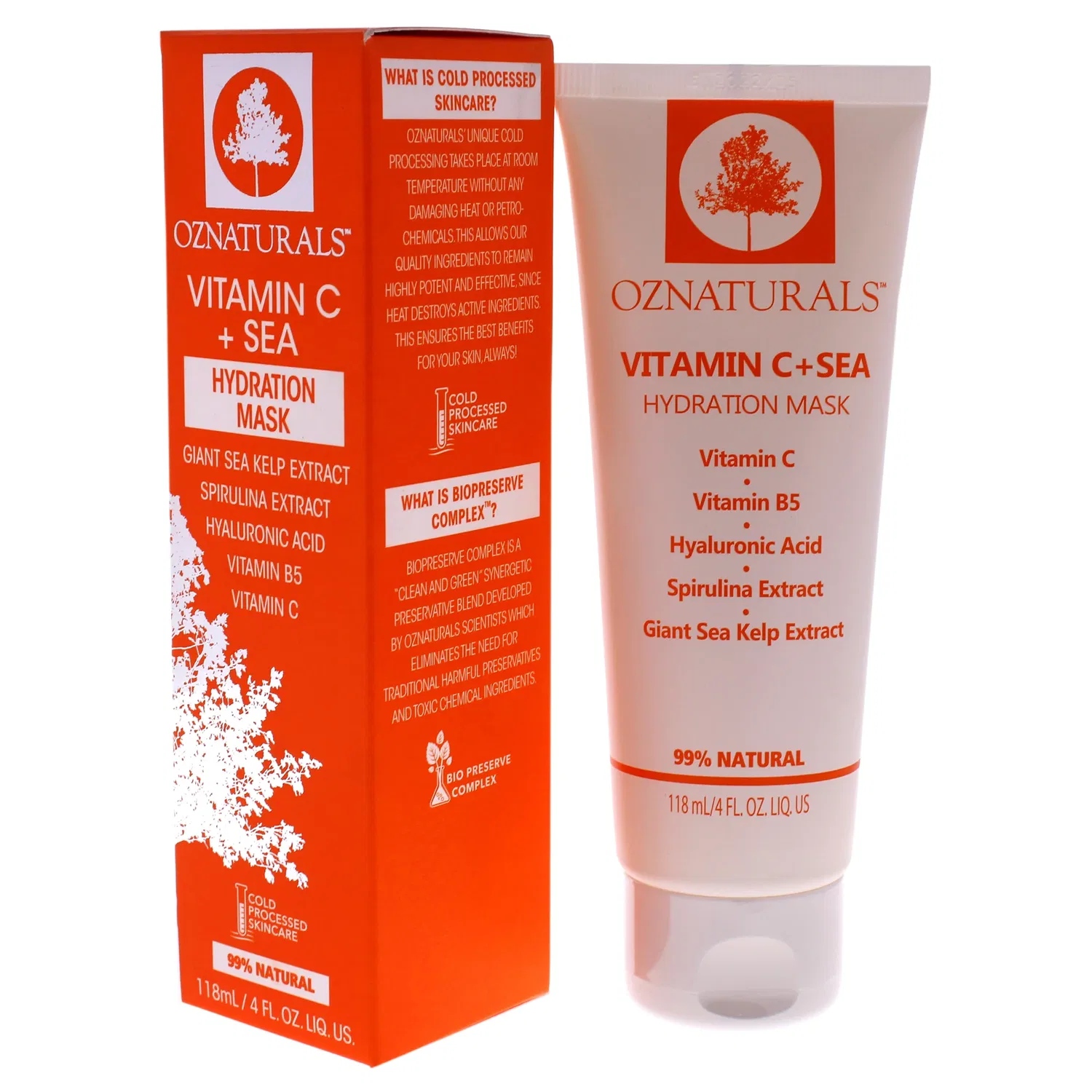 Маска для лица OZNaturals — Увлажняющая с витамином С и морскими водорослями от , подходит как для мужчин, так и для, 113 мл — фото 4