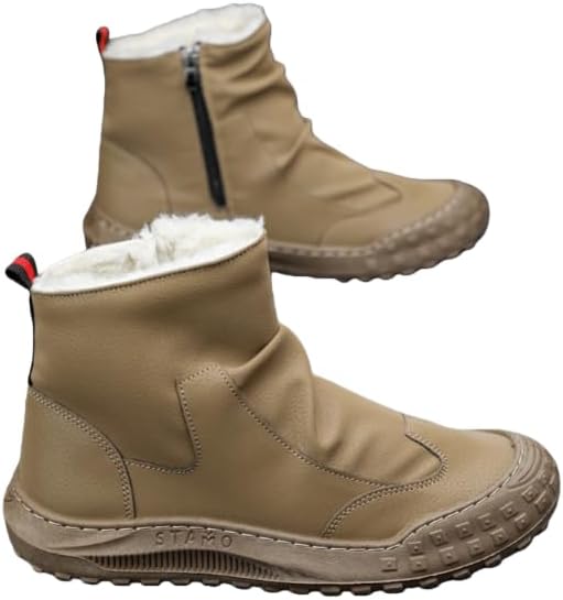 

Мужские утепленные флисом ботинки до щиколотки, теплая зимняя повседневная обувь с боковой молнией для улицы и ежедневной носки, изолированная обувь для холодной погоды для мужчин Txlkgqw, хаки