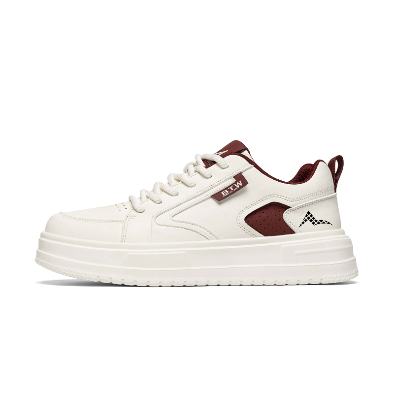 

Мужские низкие кроссовки для скейтбординга с противоскользящей амортизацией, износостойкие, увеличивающие рост ATONGMU, Beige Red