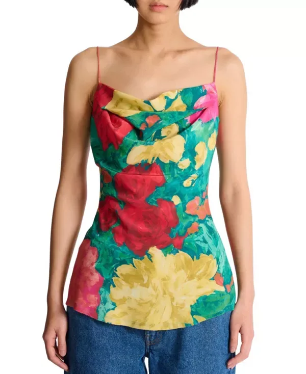 Топ из набивного крепа с тонкими бретелями. Balmain, Multicolor