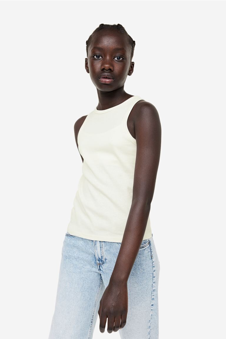 

Топ без рукавов в рубчик и хлопок H&M