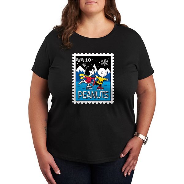 

Футболка с принтом Peanuts Lucy & Charlie's Ice Skating Stamp, plus size Licensed Character, Black, Черный, Футболка с принтом Peanuts Lucy & Charlie's Ice Skating Stamp, plus size Licensed Character, Black