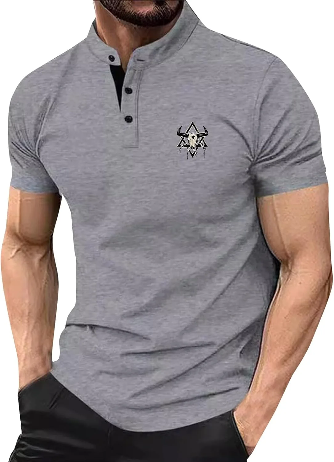 

Футболка Muscle Fit с коротким рукавом и воротником-стойкой