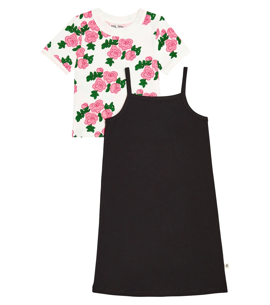 

Комплект из футболки и платья из хлопкового джерси roses Mini Rodini, мультиколор