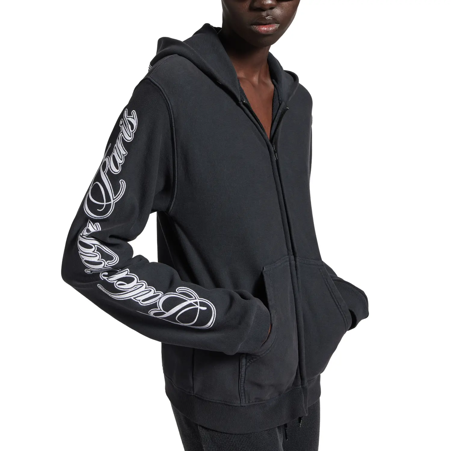 Толстовка Balenciaga Cursive Zip-up Regular Fit, черный — фото 3