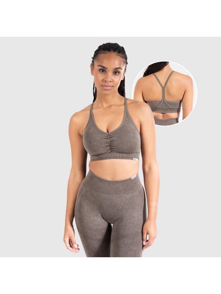 

SMILODOX Спортивный бюстгальтер Batik Acid Scrunch коричневого цвета