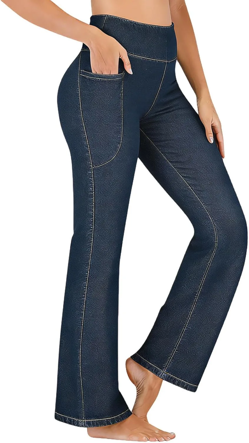 

Flare jeans для женщин Stretchy High Waisted Pull On Bell Bottom Lmdudan