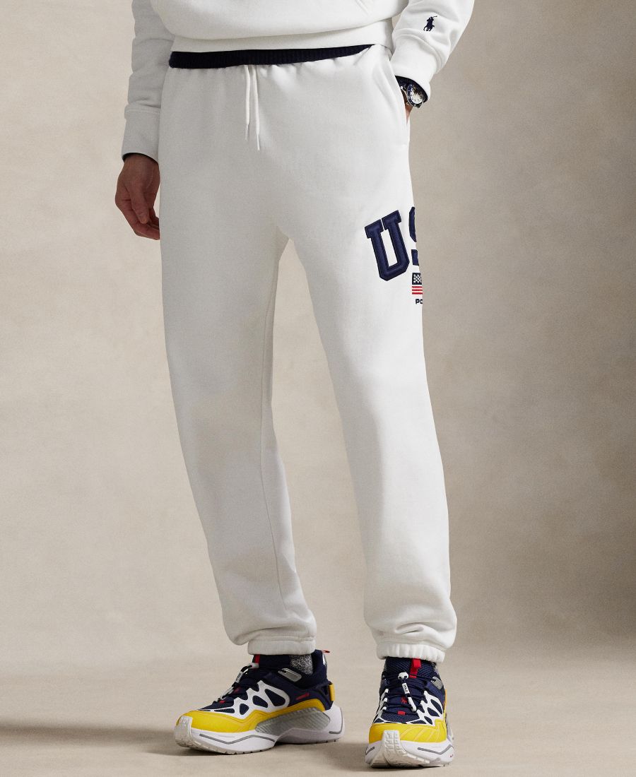

Мужские флисовые спортивные штаны с флагом Polo Ralph Lauren, White