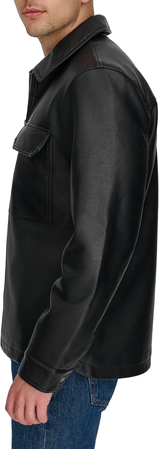 Мужская рабочая куртка Levi's с двумя нагрудными карманами, Black Faux Leather Filled — фото 3