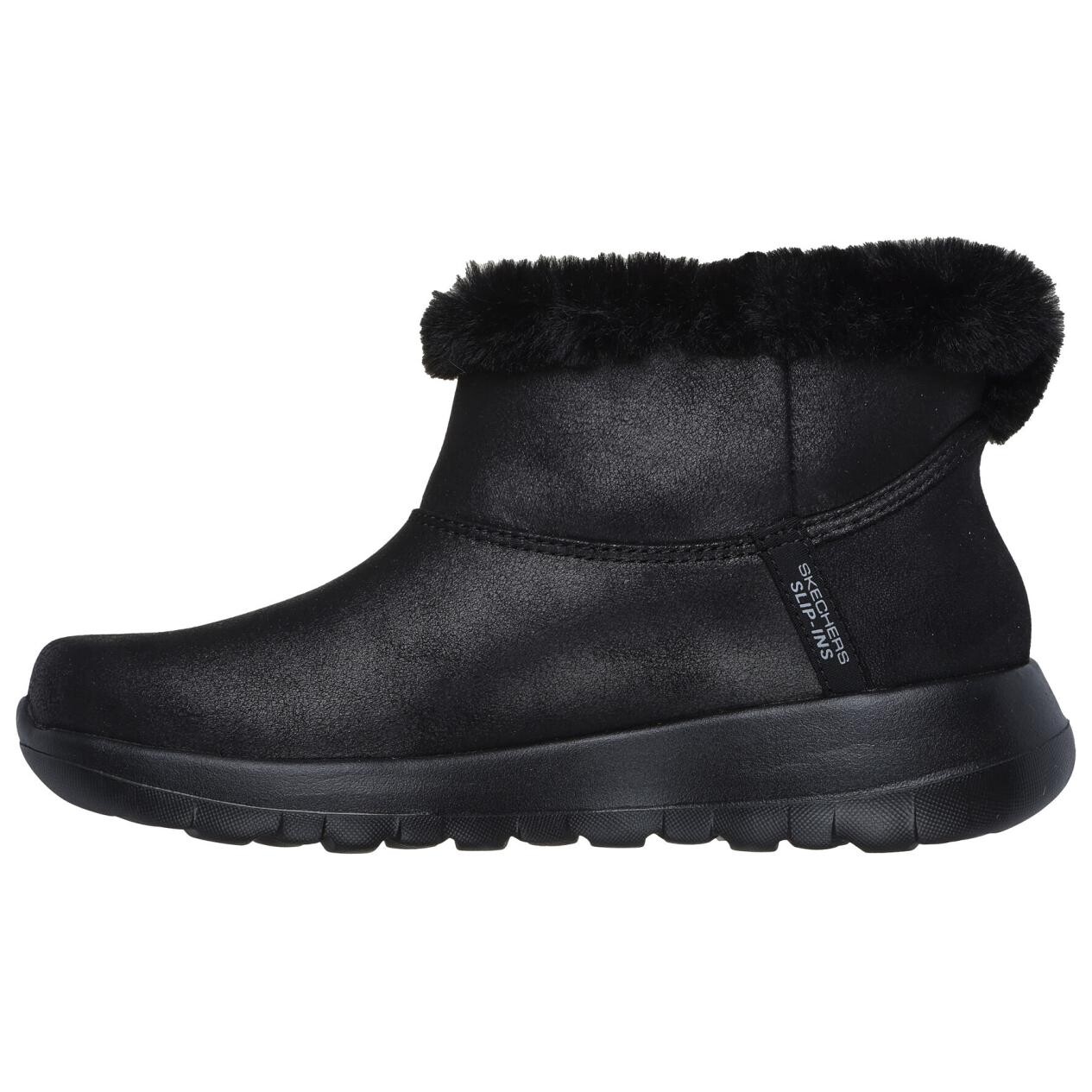 Зимние ботинки женские Skechers низкие с мехом, черный