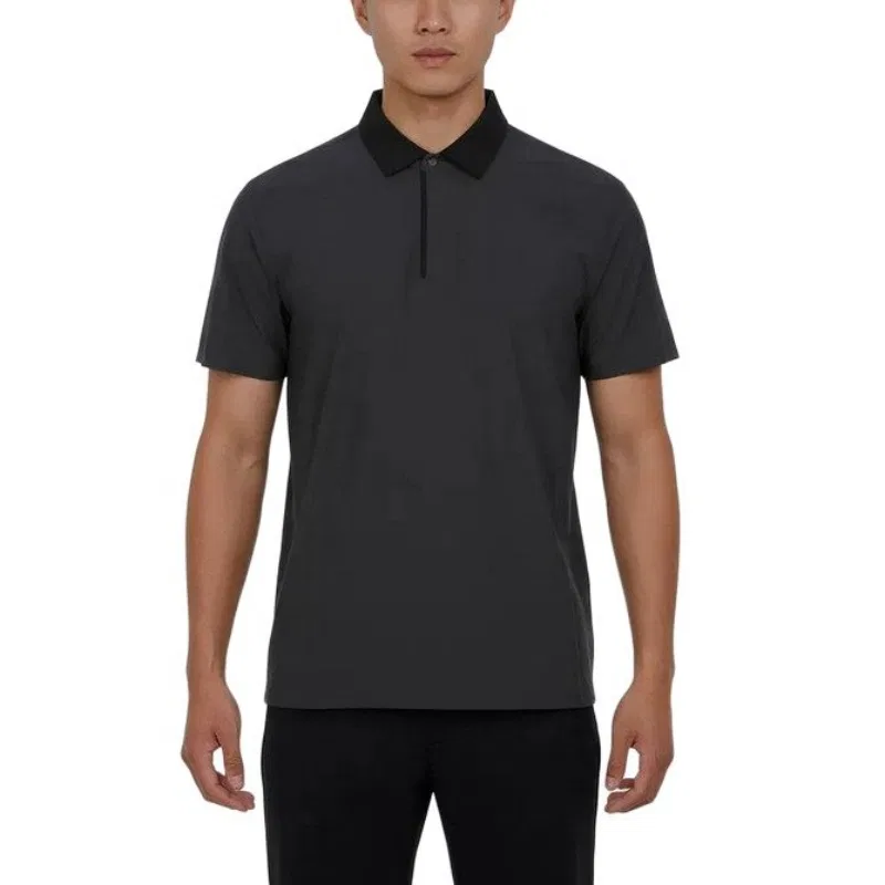Поло мужское темно-серое/черное Lapel Moderate Adidas, Dark Gray/Black