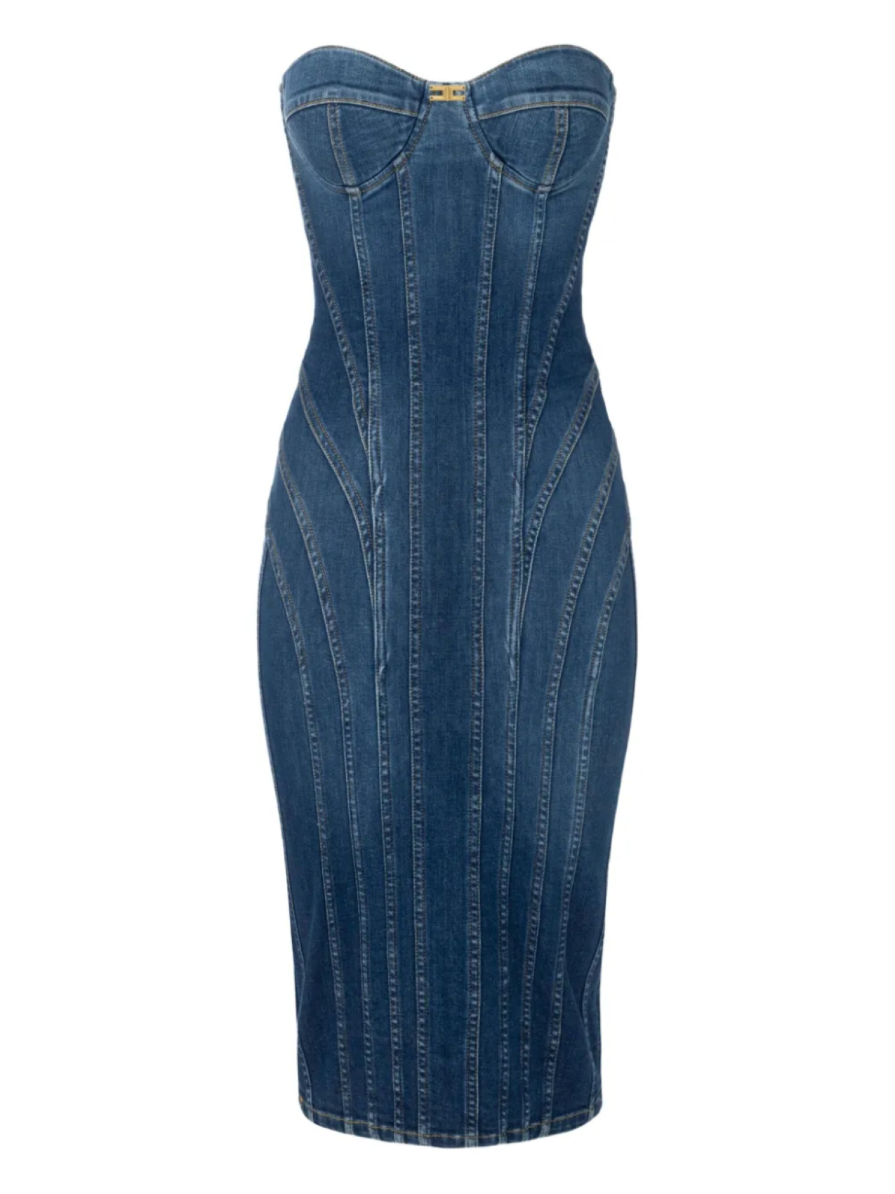 

Джинсовое платье миди без бретелек Elisabetta Franchi, черный