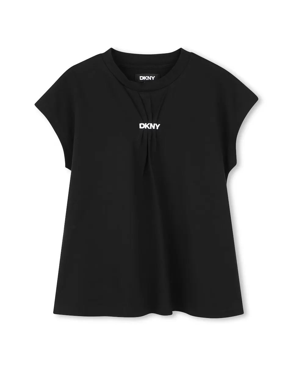 

Футболка из хлопка для девочек с коротким рукавом DKNY, чёрный