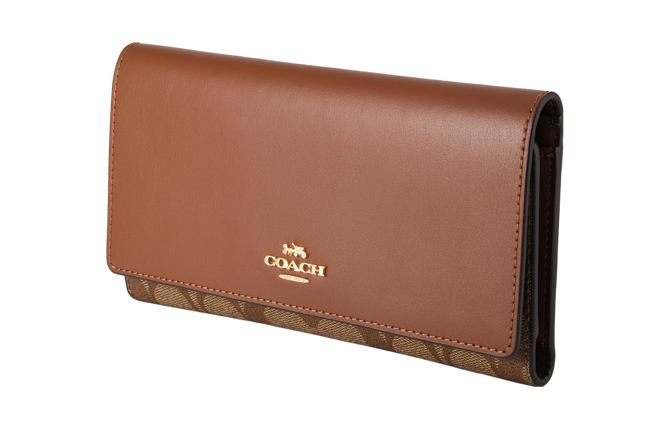 

Кошелек-клатч женский из кожи и холста коричневый COACH