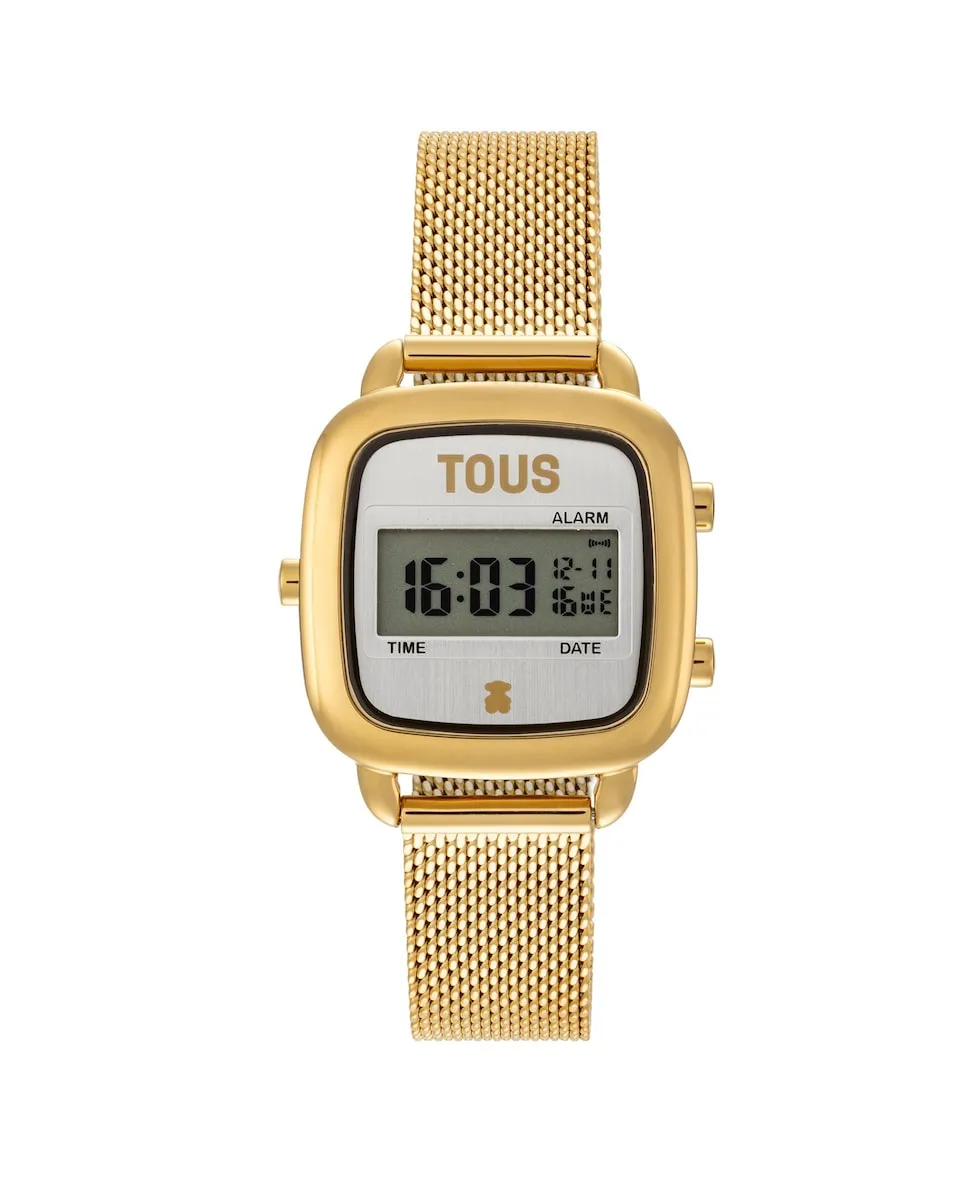 

Женские цифровые часы D-Logo Mini с браслетом из золотой стали Tous