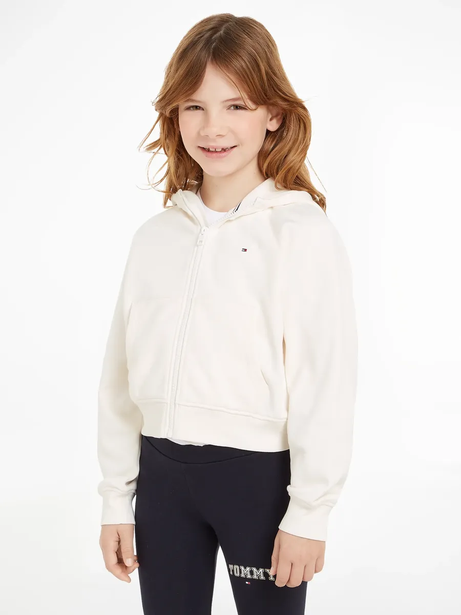 

Толстовка Tommy Hilfiger "VARSITY EMBROIDERED ZIP UP", для детей до 16 лет, с вышивкой логотипа, белый