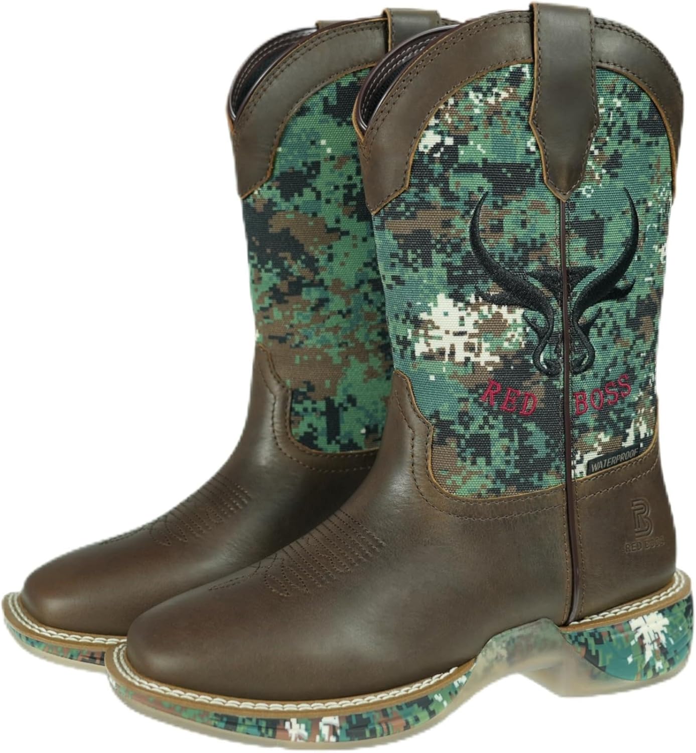 

Ковбойские сапоги REDBOSS - Мужские спортивные широкие с квадратным носком вестерн, прочные стильные классические сапоги на стойке, Camouflage