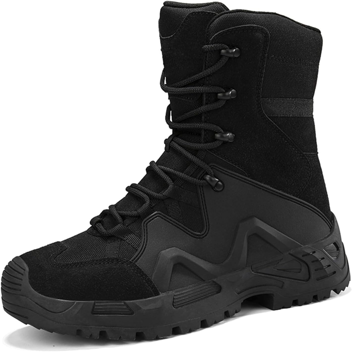 

Мужские высокие тактические армейские ботинки TengfeiFly с шнуровкой, сетчатые, легкие, дышащие, с поддержкой голеностопа, противоскользящей резиновой подошвой, усиленным носком, для походов, кемпинга, операций и повседневной тренировки, черный