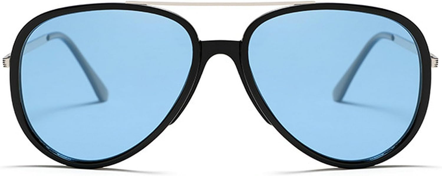 

Ретро-солнцезащитные очки-пилот в металлической оправе для женщин и мужчин, 2025 год, роскошные модные винтажные овальные солнцезащитные очки с двойной дужкой mincl, Blue