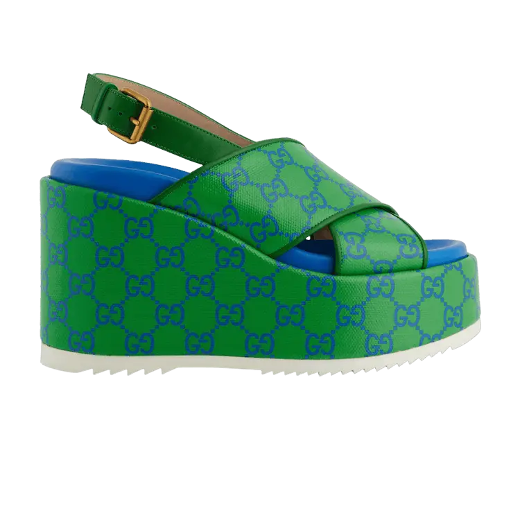 Сандалии Gucci Gucci Wmns GG Supreme Platform Sandal 'Green Blue', зеленый