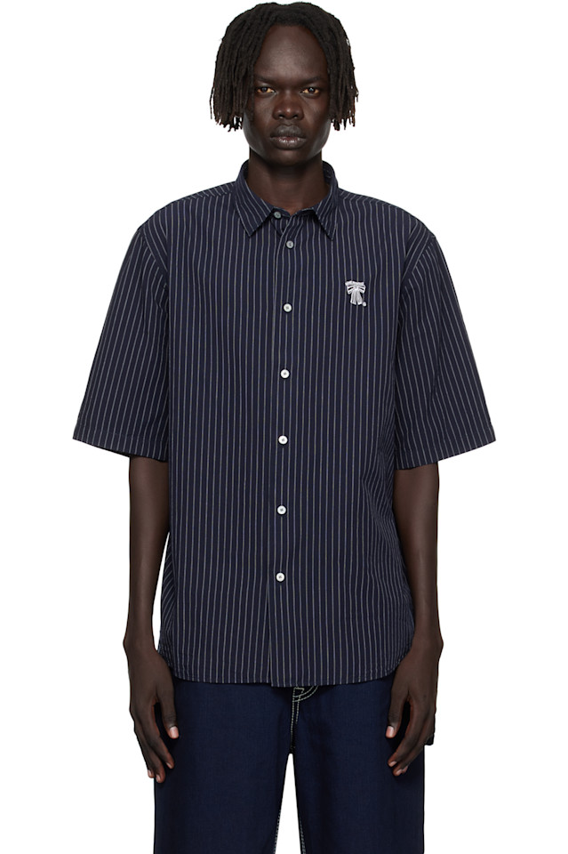 

Рубашка в темно-синюю полоску на пуговицах Acne Studios, темно-сине-белый