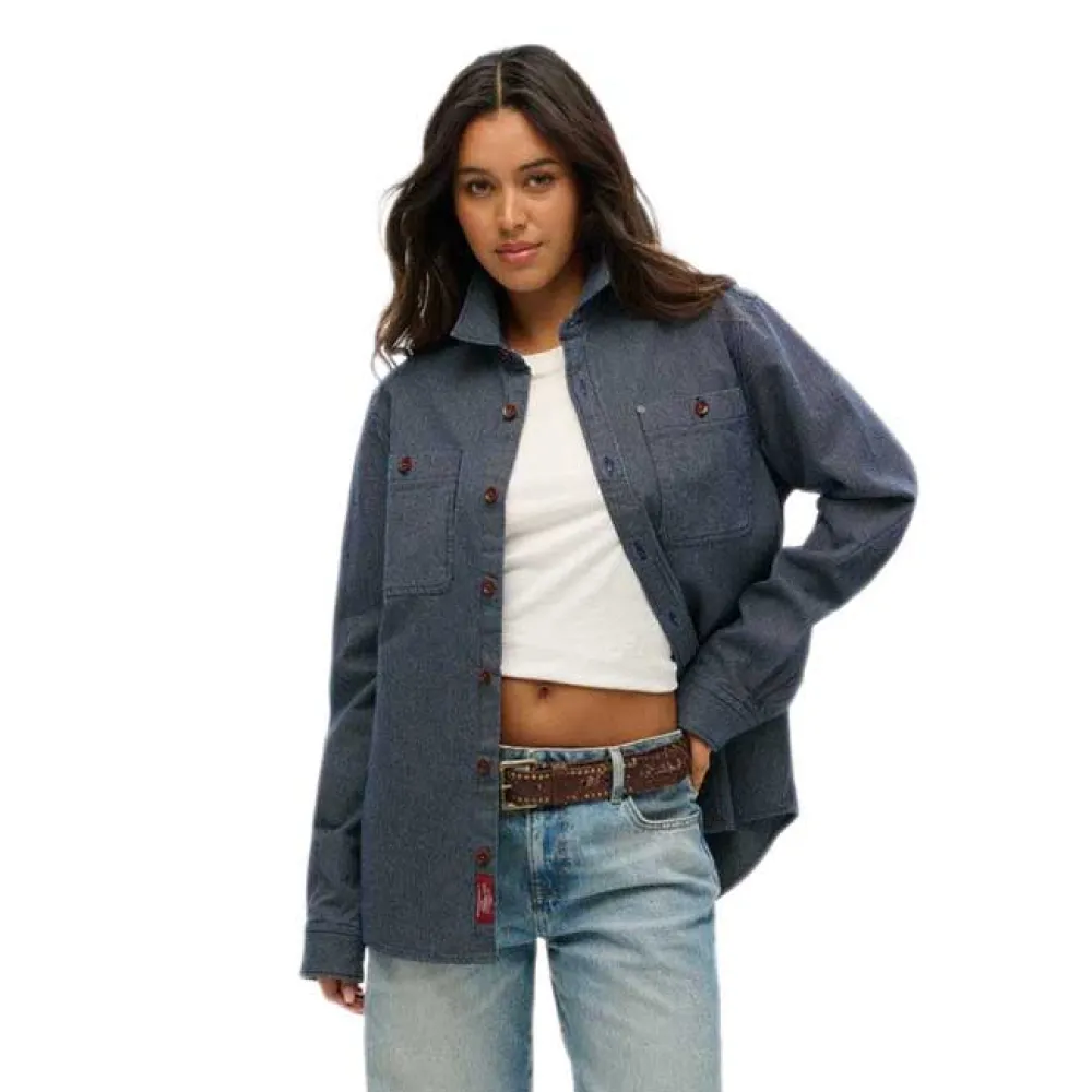 

Верхняя рубашка Superdry Merchant Denim, серый