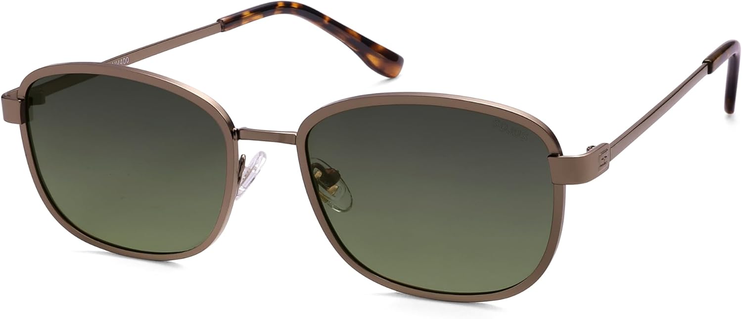 

Солнцезащитные очки SOJOS в стиле ретро, ​​прямоугольные, поляризованные, для женщин и мужчин, винтажный стиль 90-х, прямоугольная оправа, женские и мужские солнцезащитные очки SJ1225, Matte Dark Coffee/Greyish-green