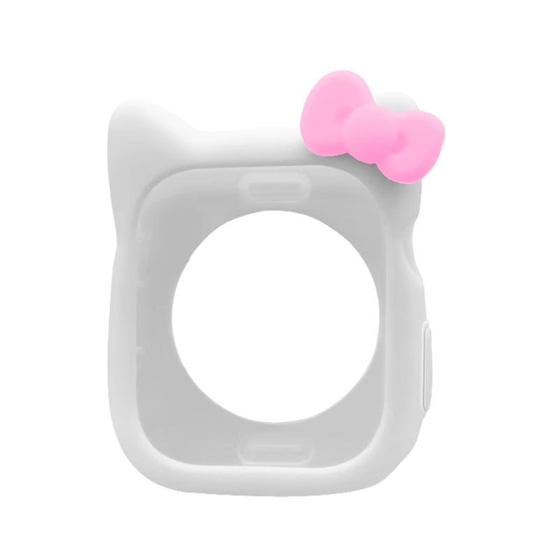 

IBOANN Часы Protective Case Apple Silicone Case Material ApplewatchS9, Bow silicone protective case - white powder
