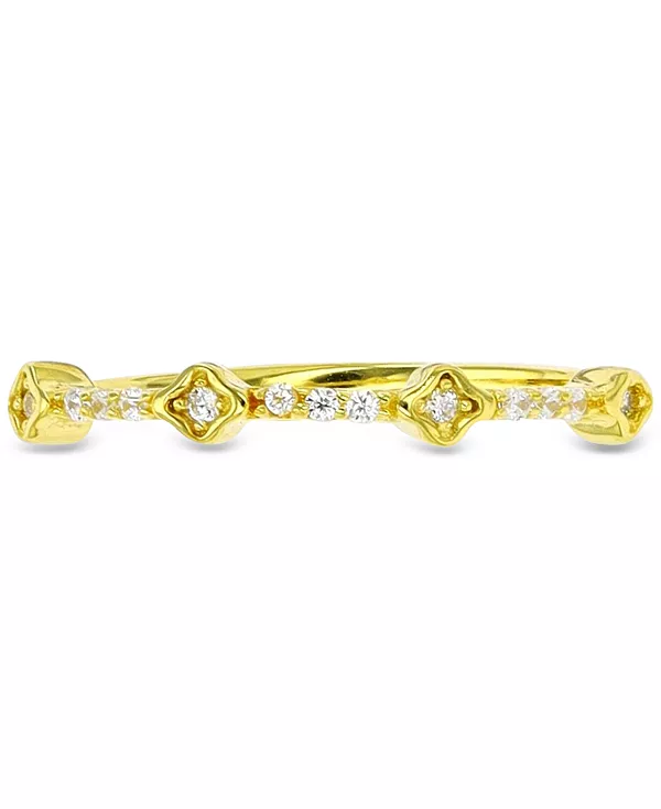 

Двухуровневое узкое кольцо с кубическим цирконием из стерлингового серебра с покрытием из 14-каратного золота Macy'S, gold