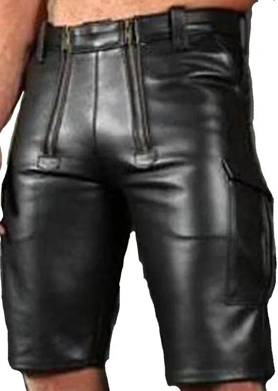 Мужские шорты из кожи, Leather Trend, черный
