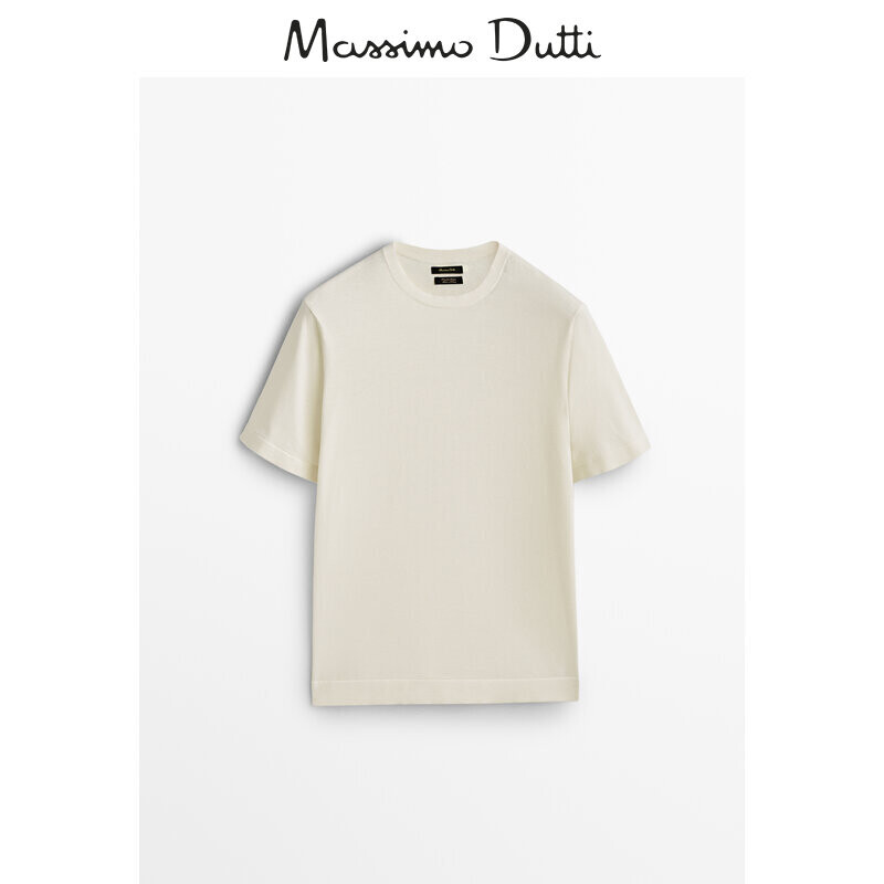 

Футболка мужская Massimo Dutti с круглым вырезом, кремовый