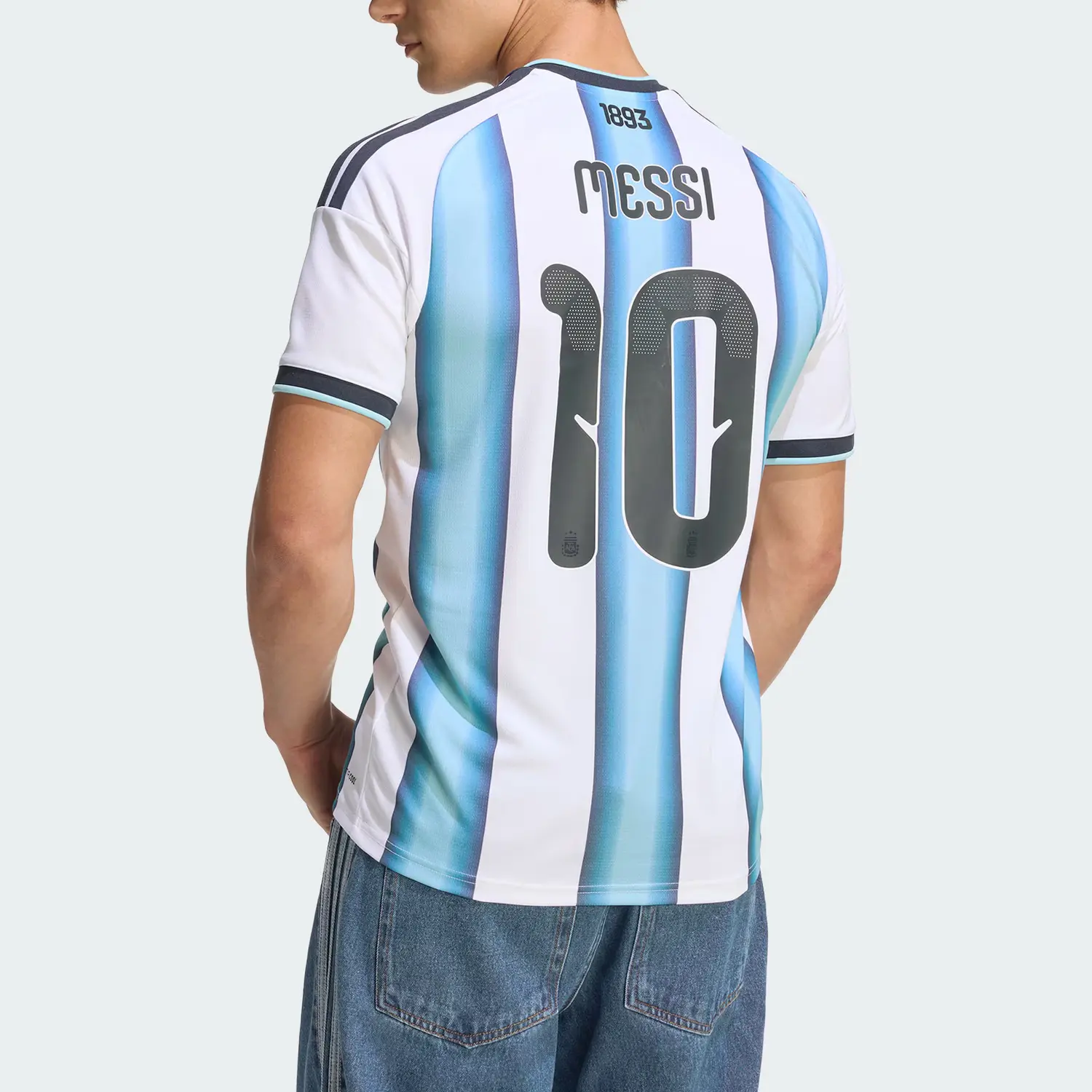 Футбольная майка Argentina FW25 26 HOME REPLICA MESSI для мужчин Adidas, белый/синий — фото 4