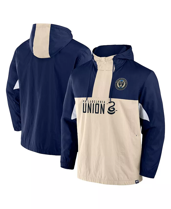 

Мужская синяя вязаная толстовка-куртка Philadelphia Union Free Kick с молнией на четверть Fanatics