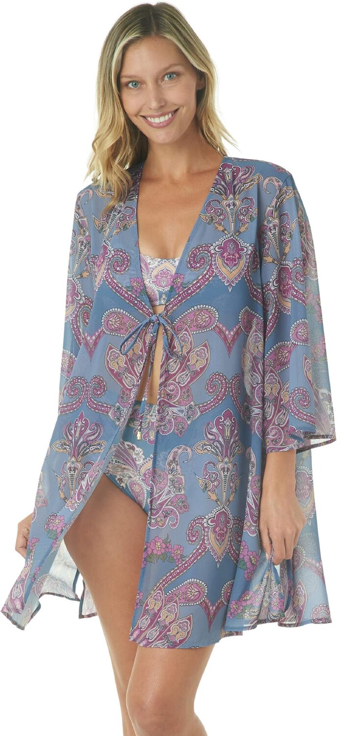 

Купальник LAUNDRY BY SHELLI SEGAL Romantic Getaway Mini Kimono Cover-Up, цвет Steel Blue