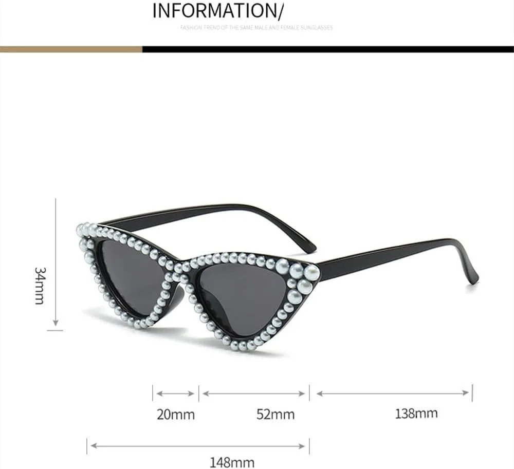

Модные солнцезащитные очки «Кошачий глаз» с жемчужным блеском для женщин. Универсальные солнцезащитные очки с солнцезащитным козырьком UV400 TYUVIVO, Tea
